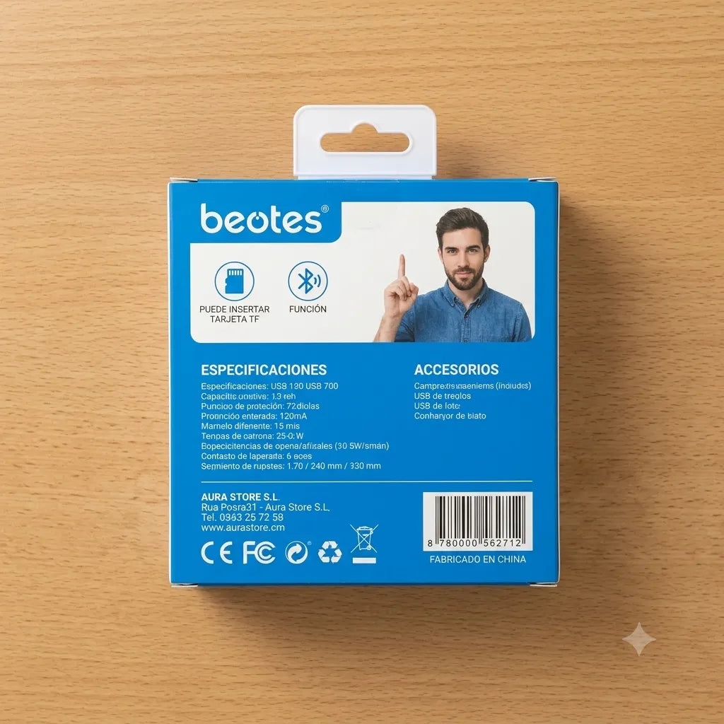 BEOTES Auricolari Bluetooth Hi-Res Audio 5.0 con Microfono HD Nero In-Ear