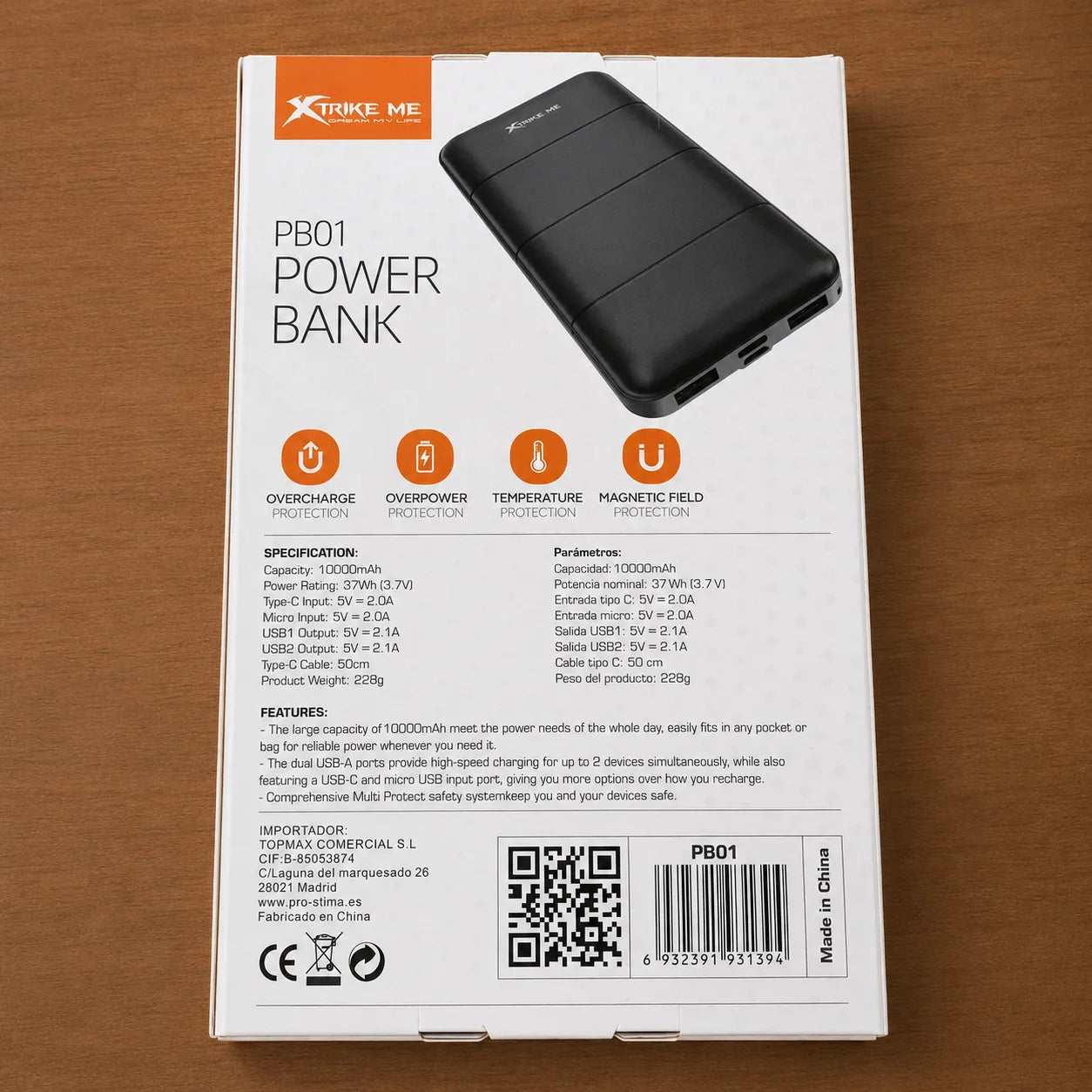 XTRIKE PB01 Power Bank Batteria Esterna Portatile USB