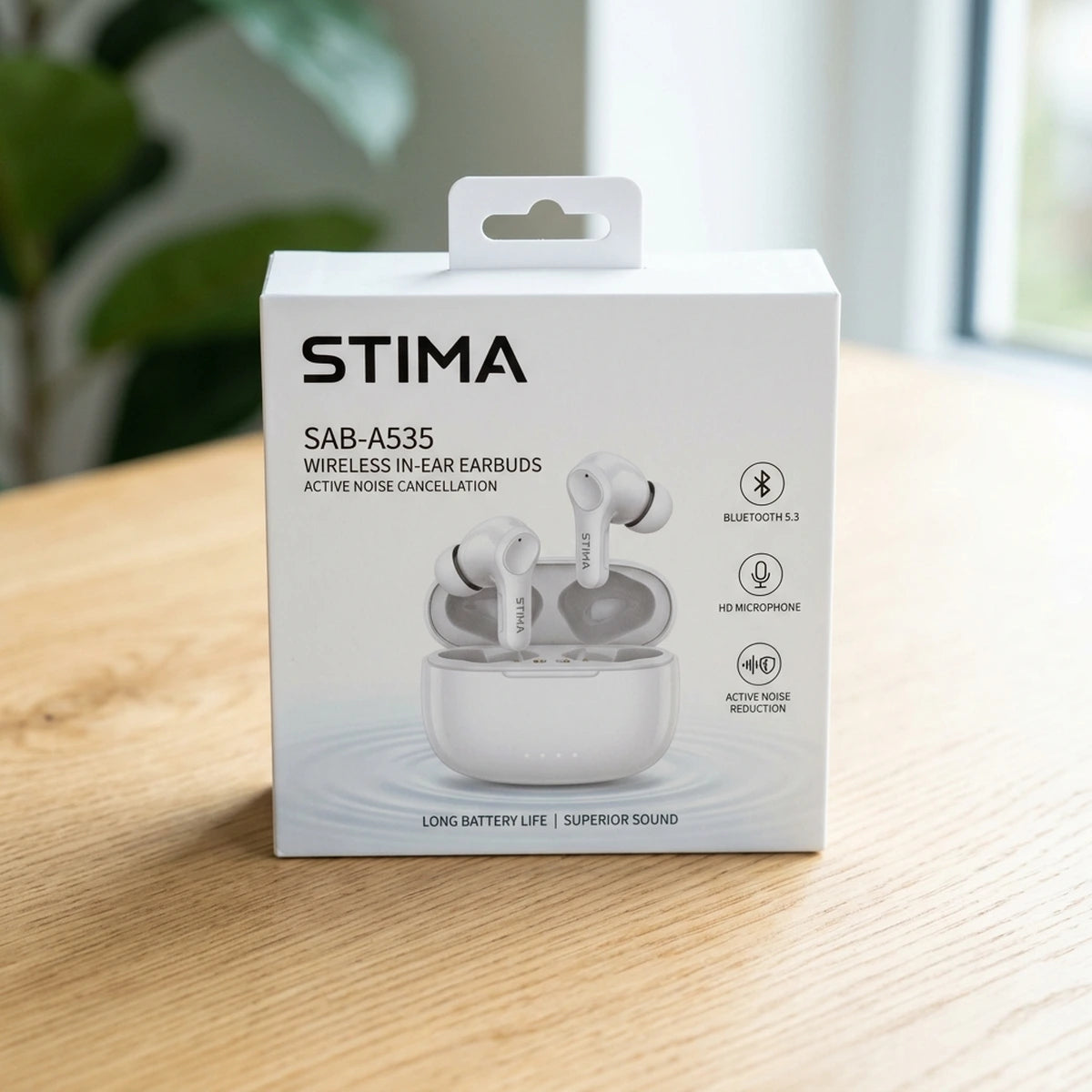Confezione originale auricolari wireless STIMA SAB-A535 con custodia di ricarica