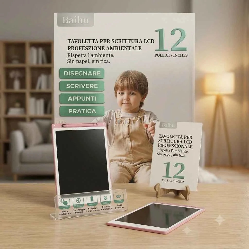 BAIHU Tavoletta LCD da Scrittura 12 Pollici Lavagna Digitale con Penna per Bambini, Studio e Ufficio