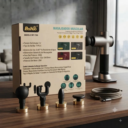 BAIUHO Massaggiatore Muscolare a Percussione 6 Velocità 4 Testine Deep Tissue per Recupero e Relax