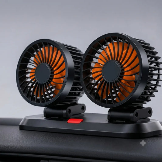 BAIUHO Ventilatore Auto Doppia Testa 12V 3 Velocità Orientabile per Auto, Camper e Furgone
