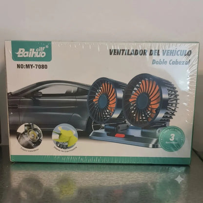 BAIUHO Ventilatore Auto Doppia Testa 12V 3 Velocità Orientabile per Auto, Camper e Furgone