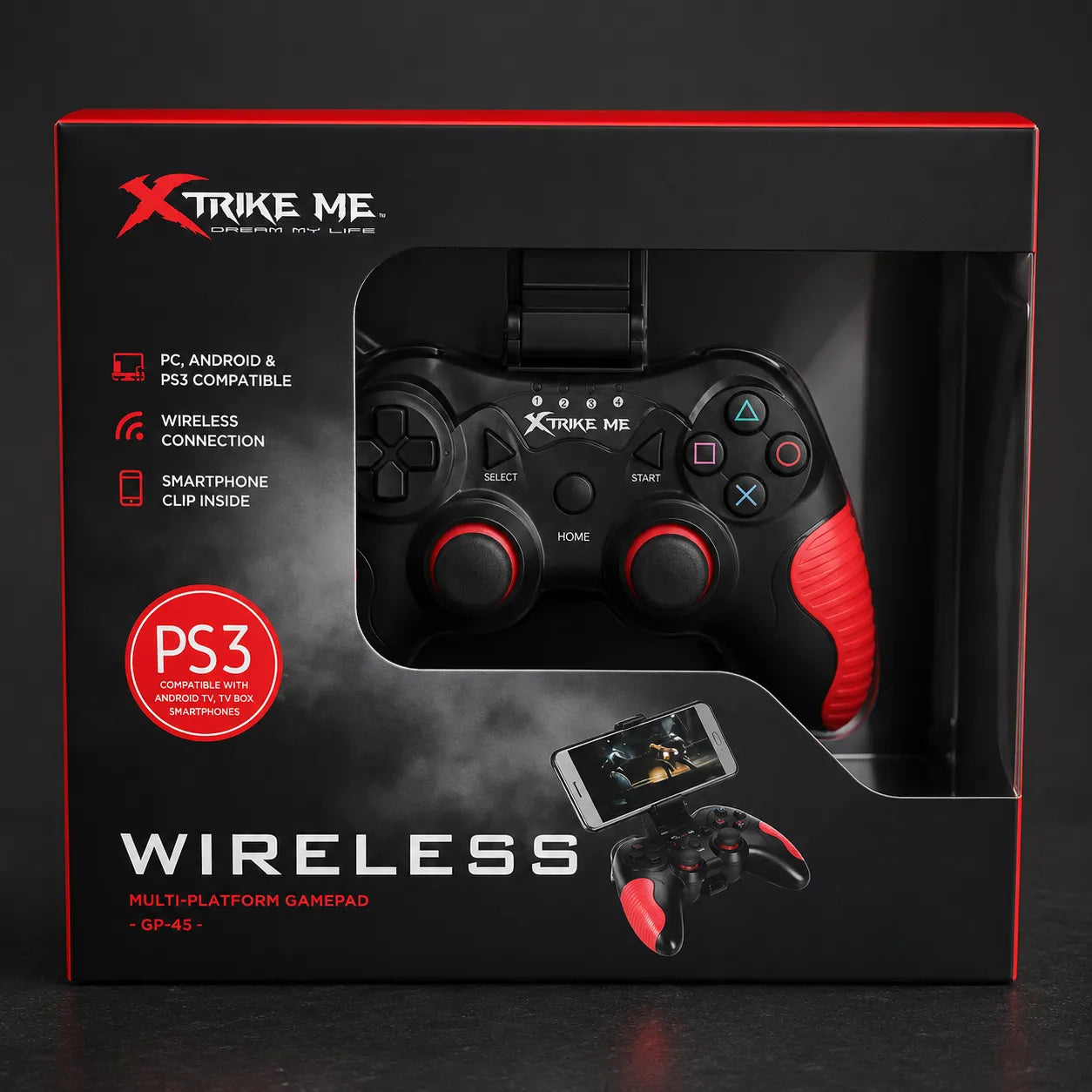 Controller Wireless XTRIKE ME GP-45 Bluetooth con Vibrazione Dual per PS3, PC e Android