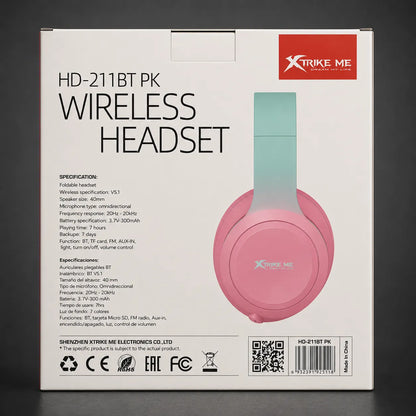 Cuffie Wireless XTRIKE ME HD-211BT PK Bluetooth 5.1 Rosa