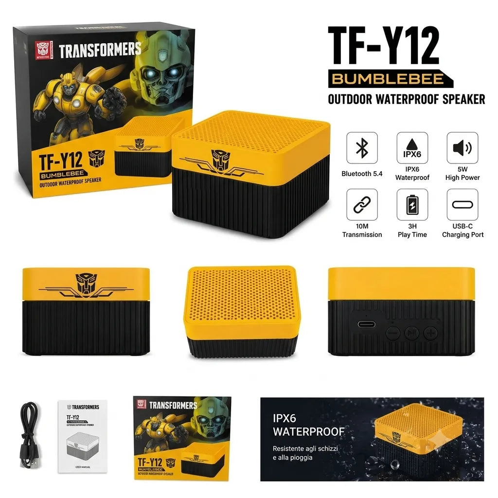 HASBRO Transformers Bumblebee TF-Y12-BLK Altoparlante Bluetooth Portatile IPX6 USB-C