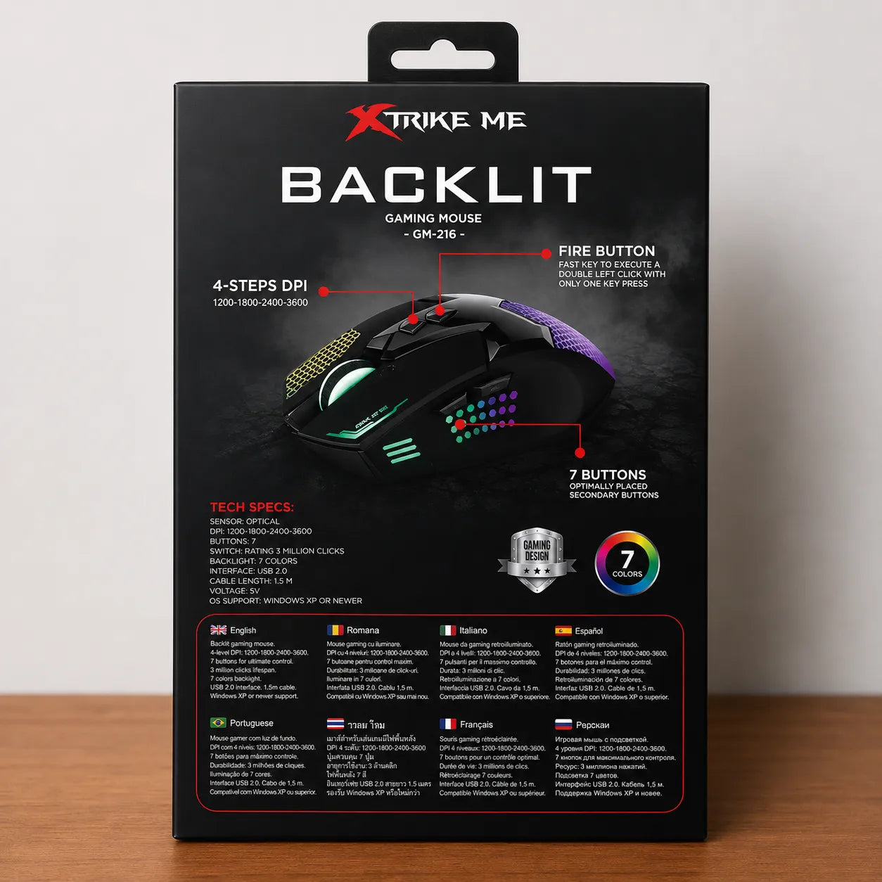 Mouse Gaming XTRIKE ME GM-216 LED Backlit Ottico Ergonomico USB per PC e Notebook