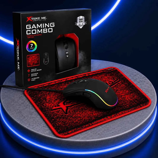 Mouse Gaming XTRIKE ME GMP-290 RGB LED 3600 DPI 7 Tasti USB con Tappetino Incluso per PC