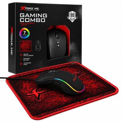 Mouse Gaming XTRIKE ME GMP-290 RGB LED 3600 DPI 7 Tasti USB con Tappetino Incluso per PC