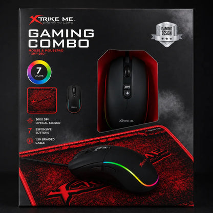 Mouse Gaming XTRIKE ME GMP-290 RGB LED 3600 DPI 7 Tasti USB con Tappetino Incluso per PC