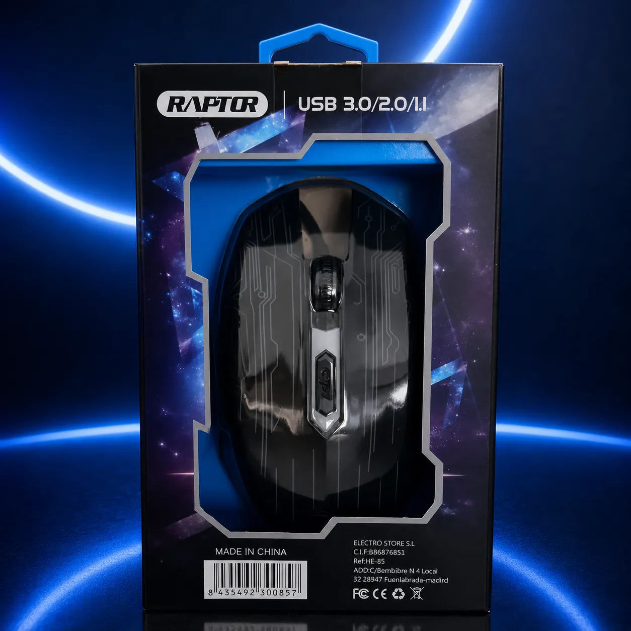 Mouse Wireless RAPTOR HE-85 USB 3.0/2.0 Ergonomico per PC e Notebook
