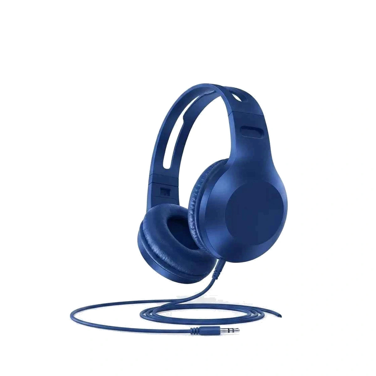 Cuffia stereo con filo MD-220AP colore blu navy isolata su sfondo bianco