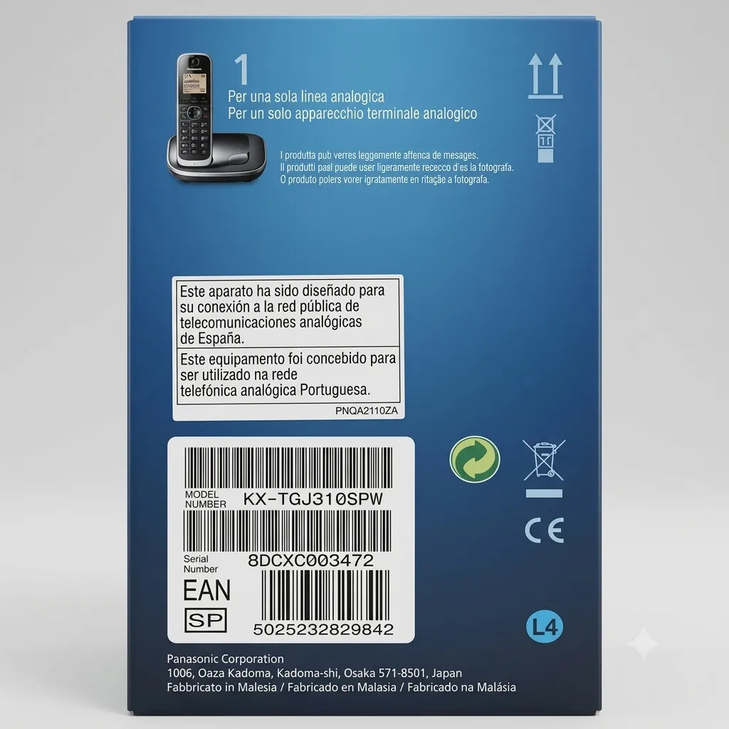 Panasonic KX-TGJ310SPW – Telefono Cordless Digitale DECT con Vivavoce