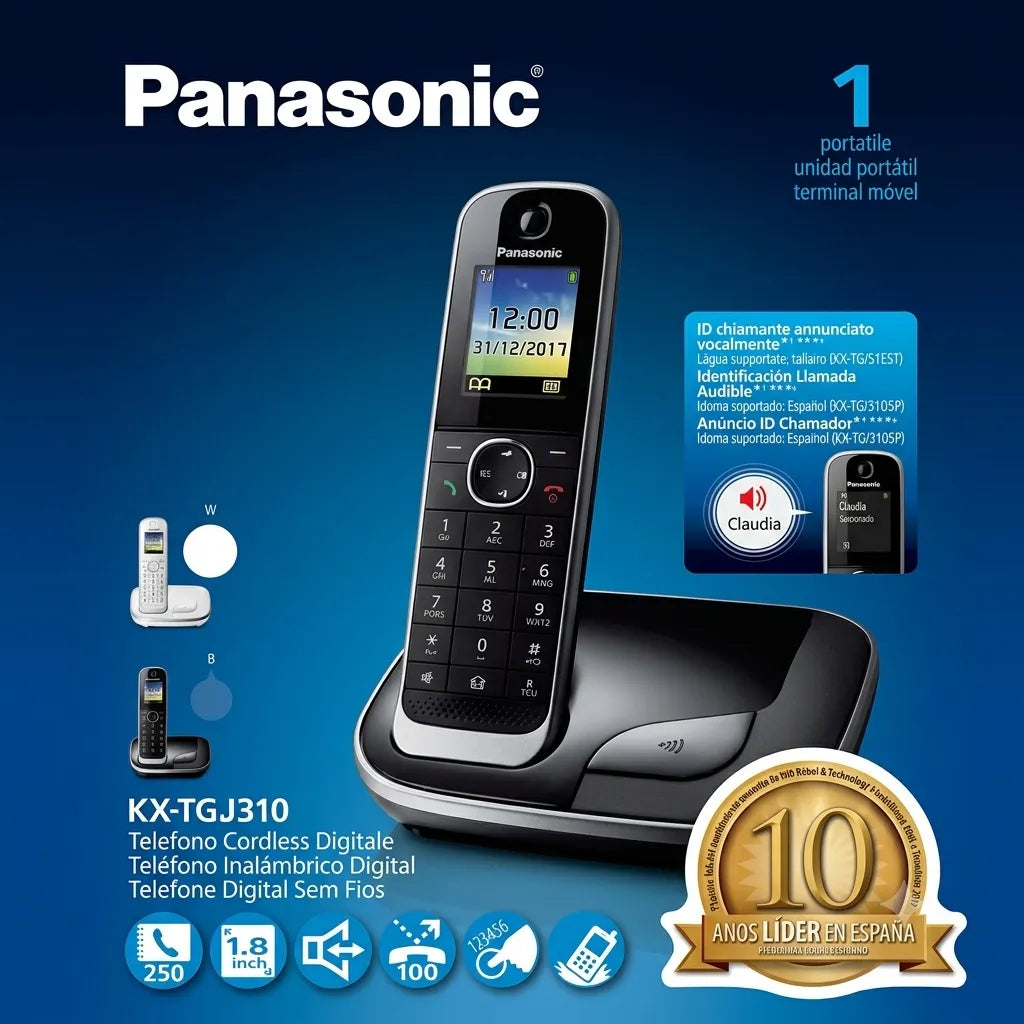 Panasonic KX-TGJ310SPW – Telefono Cordless Digitale DECT con Vivavoce