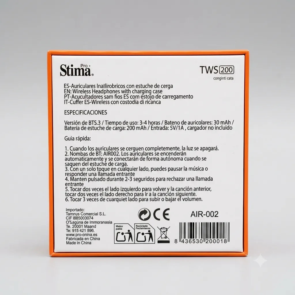 Pro Stima TWS 200 AIR-002 – Auricolari Wireless Bluetooth 5.3 con Custodia