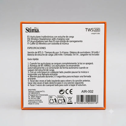 Pro Stima TWS 200 AIR-002 – Auricolari Wireless Bluetooth 5.3 con Custodia