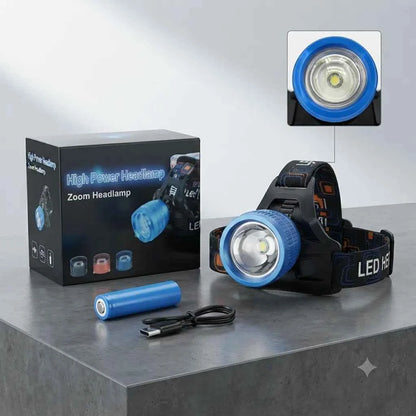 RAPTOR Lampada Frontale LED Alta Potenza con Zoom Impermeabile per Outdoor e Campeggio