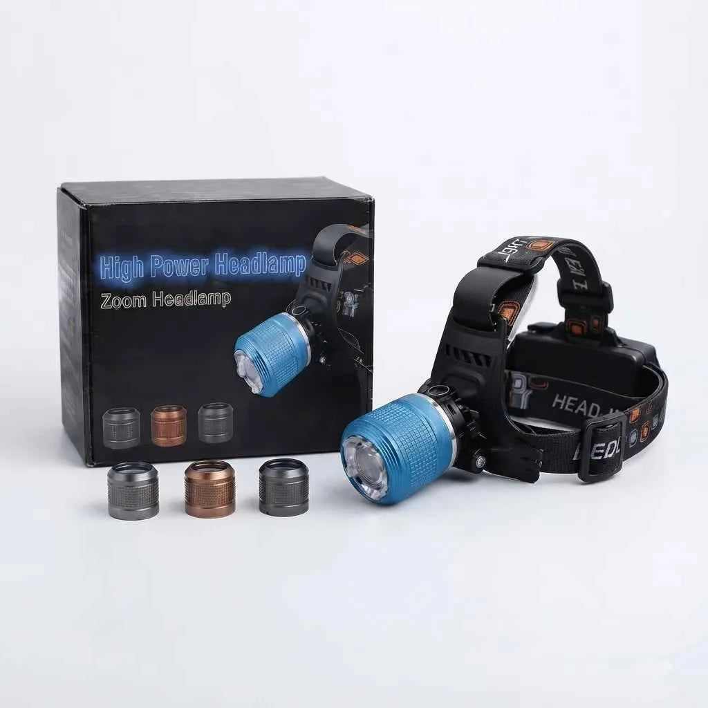 RAPTOR Lampada Frontale LED Alta Potenza con Zoom Impermeabile per Outdoor e Campeggio