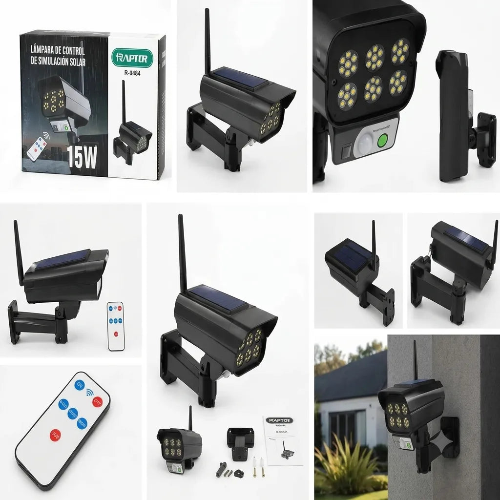 Raptor R-0484 – Lampada Solare a Simulazione di Telecamera di Sicurezza 15W