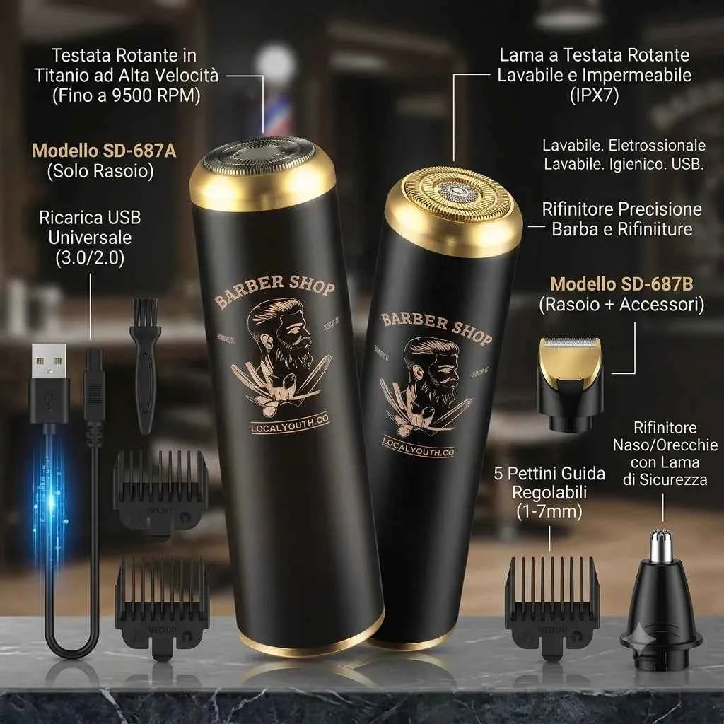 Rasoio Elettrico Professionale SAEDAY SD-687 USB Ricaricabile per Barba e Rifiniture
