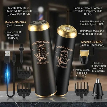 Rasoio Elettrico Professionale SAEDAY SD-687 USB Ricaricabile per Barba e Rifiniture