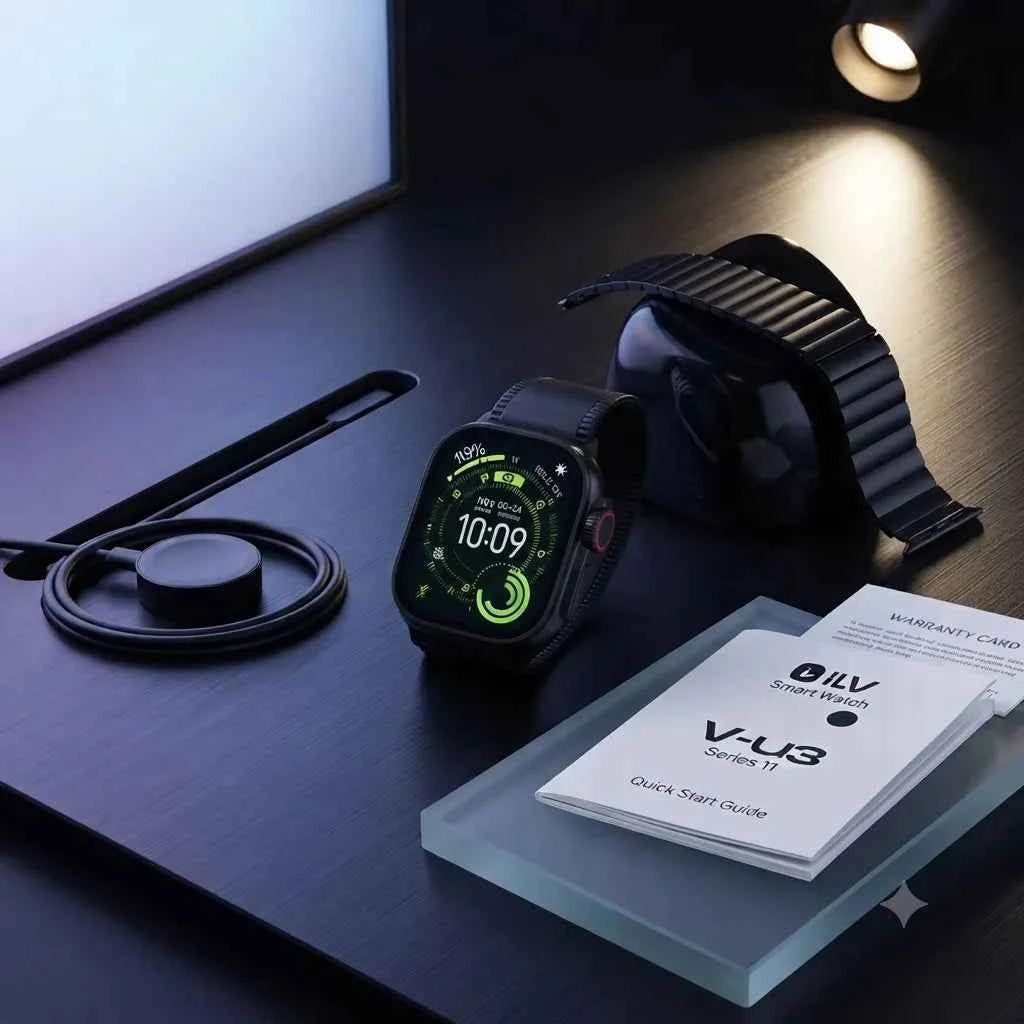 Smartwatch iLV V-U3 49mm Nero Bluetooth con Fitness Tracker, Cardiofrequenzimetro per Android e iOS