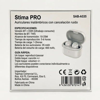 STIMA Auricolari Bluetooth 5.0 In-Ear con Custodia di Ricarica USB, Microfono HD e Controllo Touch – Bianco
