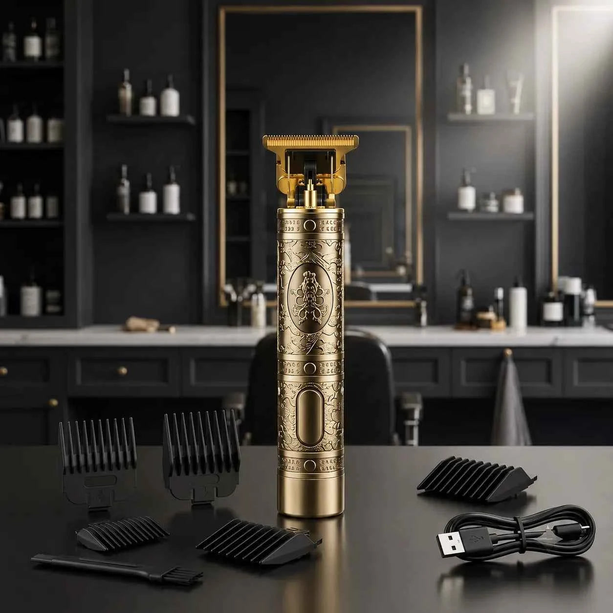Tagliacapelli Professionale SAEDAY SD-002 USB Ricaricabile Lama a T per Barba e Capelli