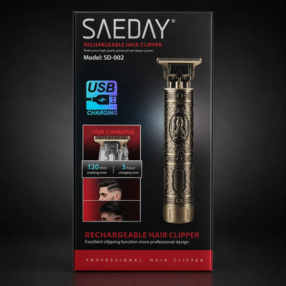 Tagliacapelli Professionale SAEDAY SD-002 USB Ricaricabile Lama a T per Barba e Capelli