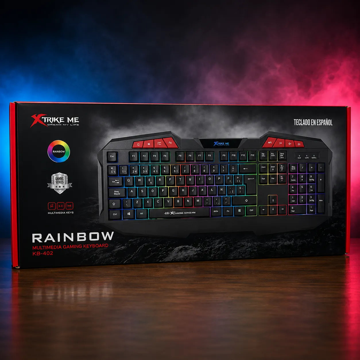 Tastiera Gaming RGB Rainbow XTRIKE ME KB-402 Multimediale USB Plug & Play per PC e Notebook – Nera