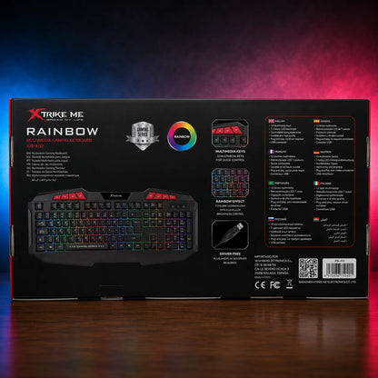Tastiera Gaming RGB Rainbow XTRIKE ME KB-402 Multimediale USB Plug & Play per PC e Notebook – Nera