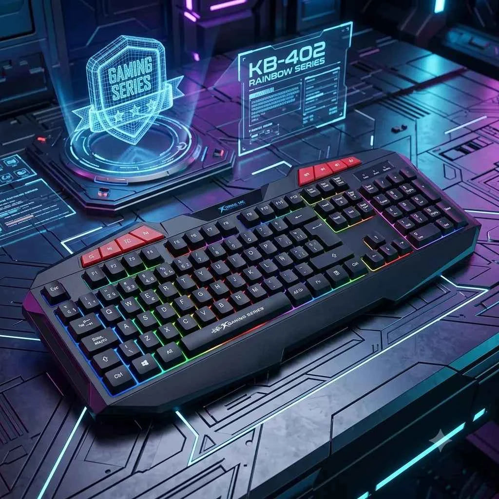 Tastiera Gaming RGB Rainbow XTRIKE ME KB-402 Multimediale USB Plug & Play per PC e Notebook – Nera
