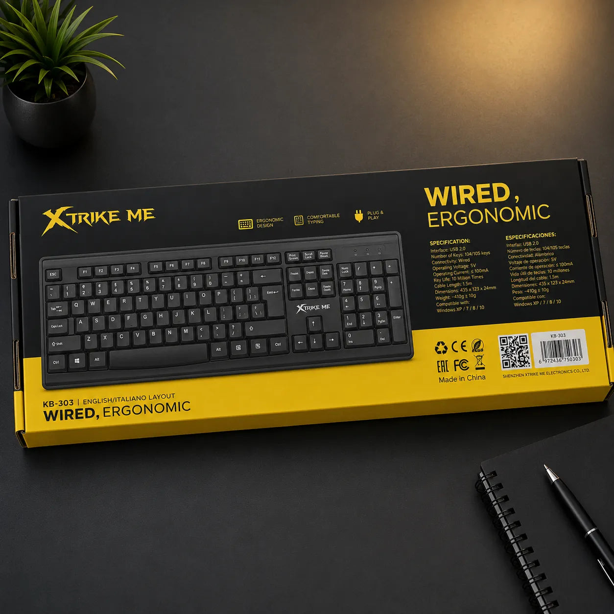 Tastiera XTRIKE ME USB Ergonomica Layout Italiano 105 Tasti Wired PC Notebook