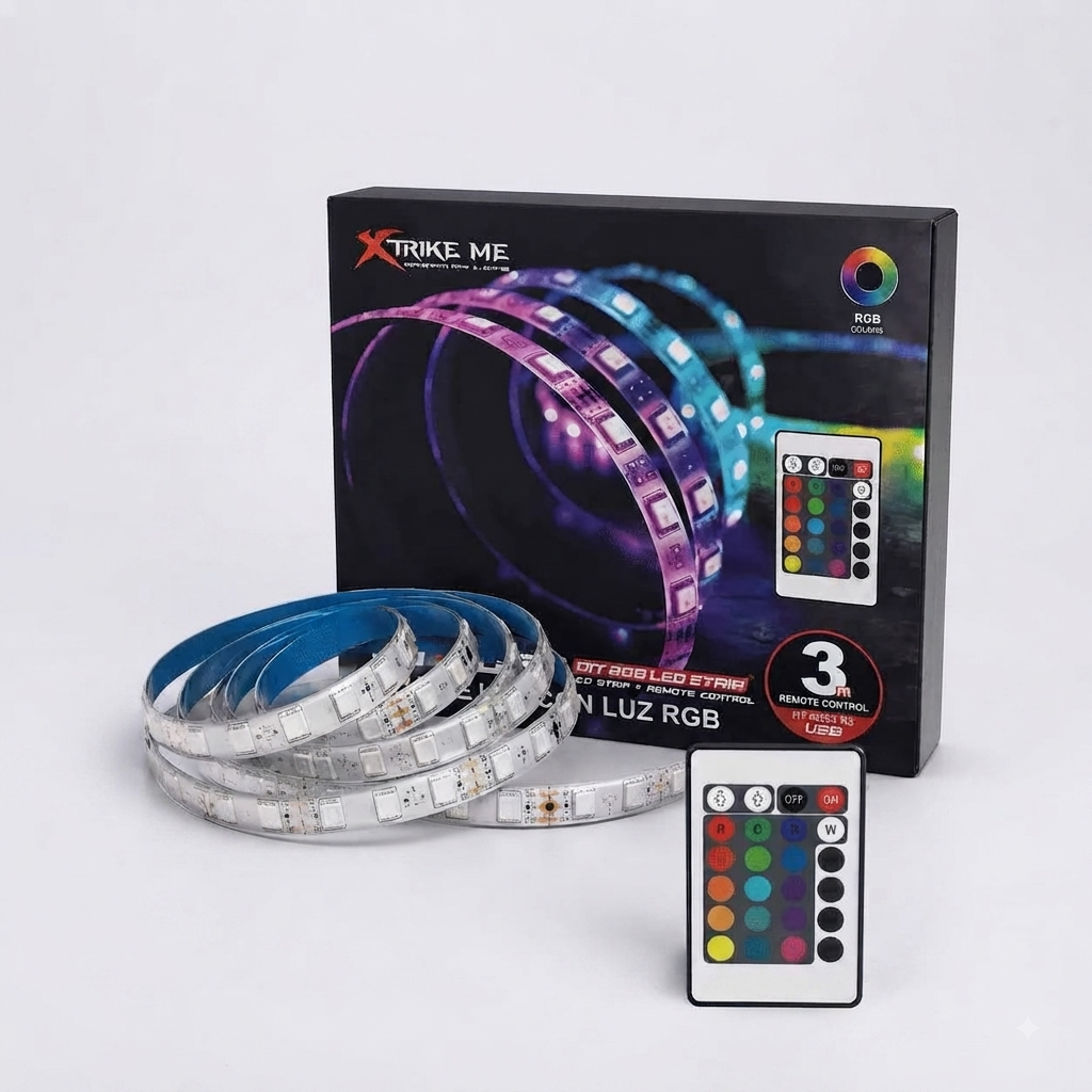 XTRIKE Striscia LED RGB Flessibile con Telecomando IR per TV PC Gaming Decorazione